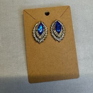 Blue Rhinestone Pierced Earrings